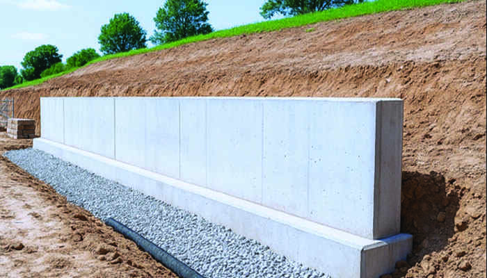 Concrete retaining wall